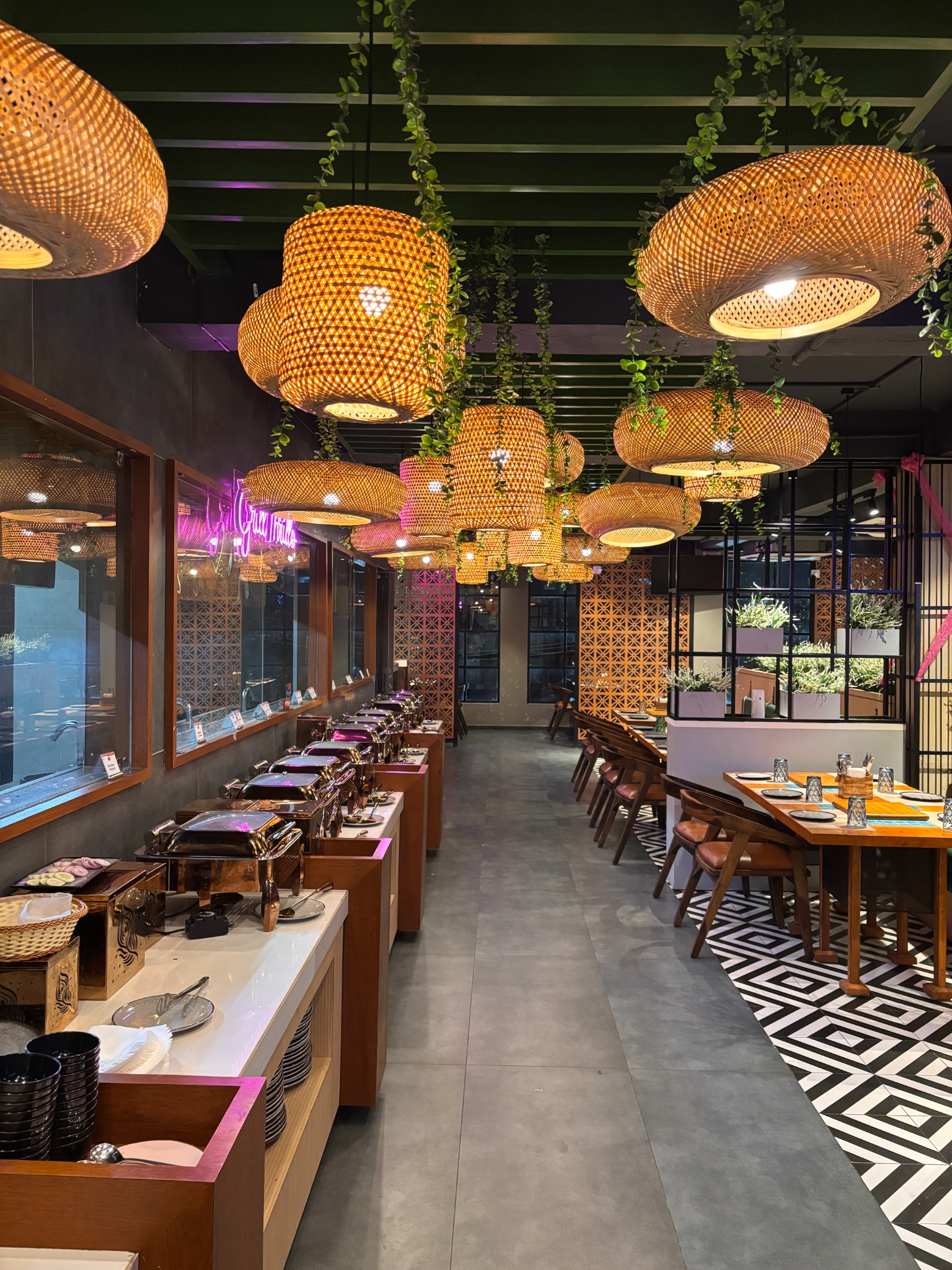 Buffet and dining area